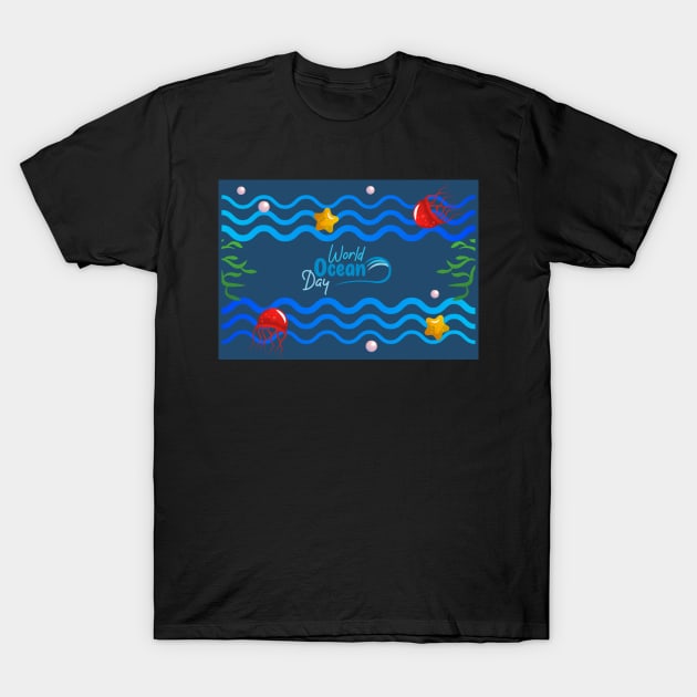 World Ocean Day: Celebrate the Beauty of the Ocean T-Shirt by DaffodilArts